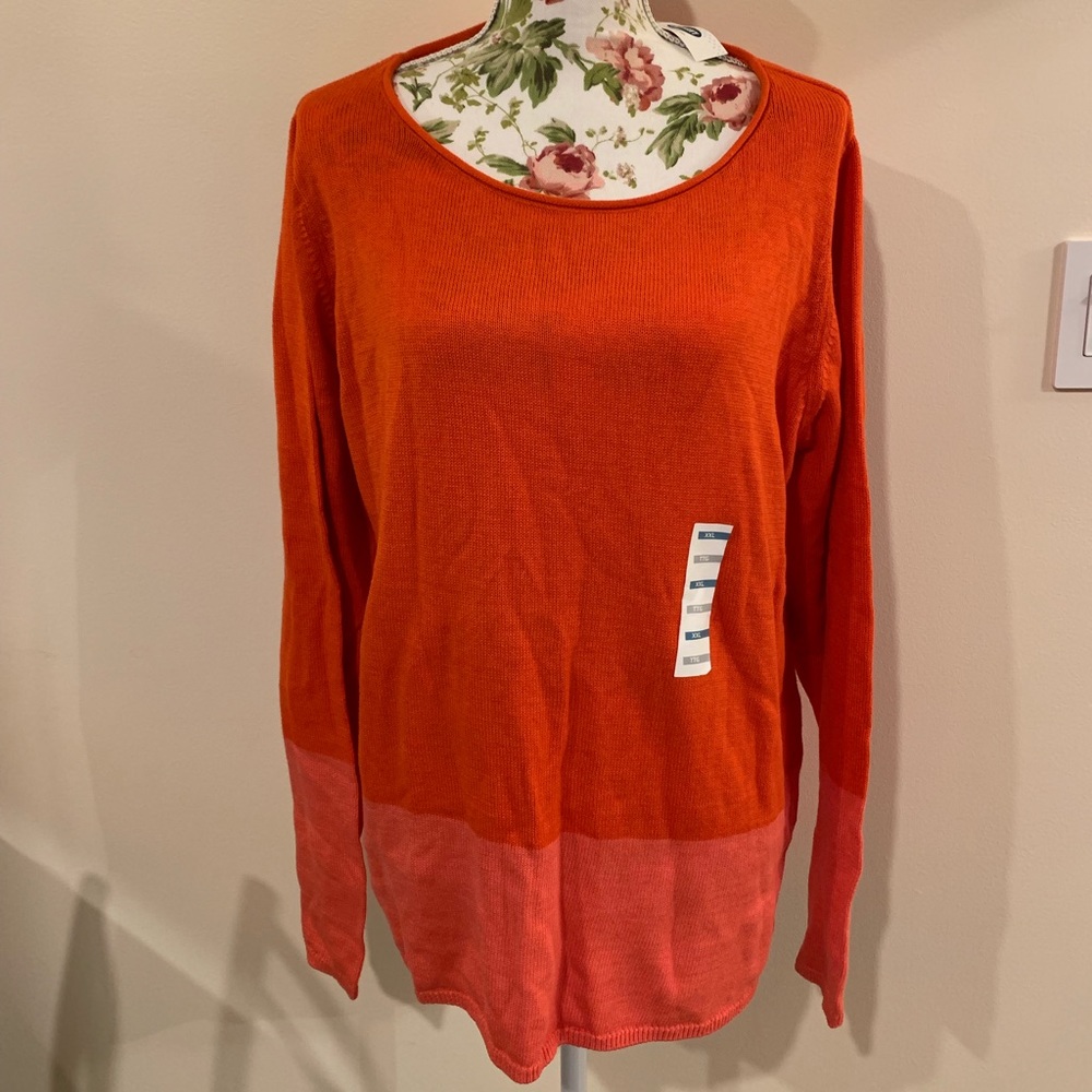 Old Navy Orange/Pink Color-block Sweater Sz XXL